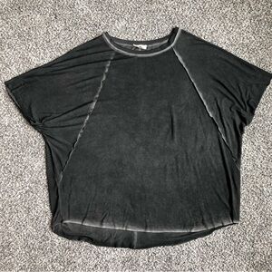 Women's Faded Black Relaxed Short Sleeve Top